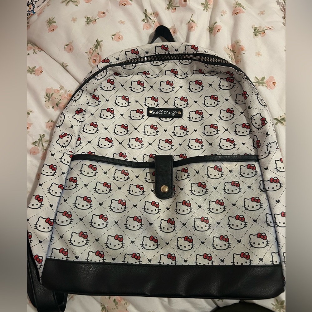 Hello Kitty Patterned Backpack With Black And Red… - image 1